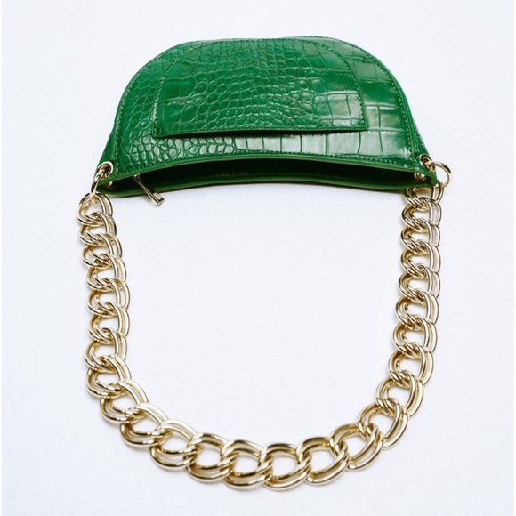 Zara Bags Zara Green Animal Embossed Shoulder Bag Poshmark